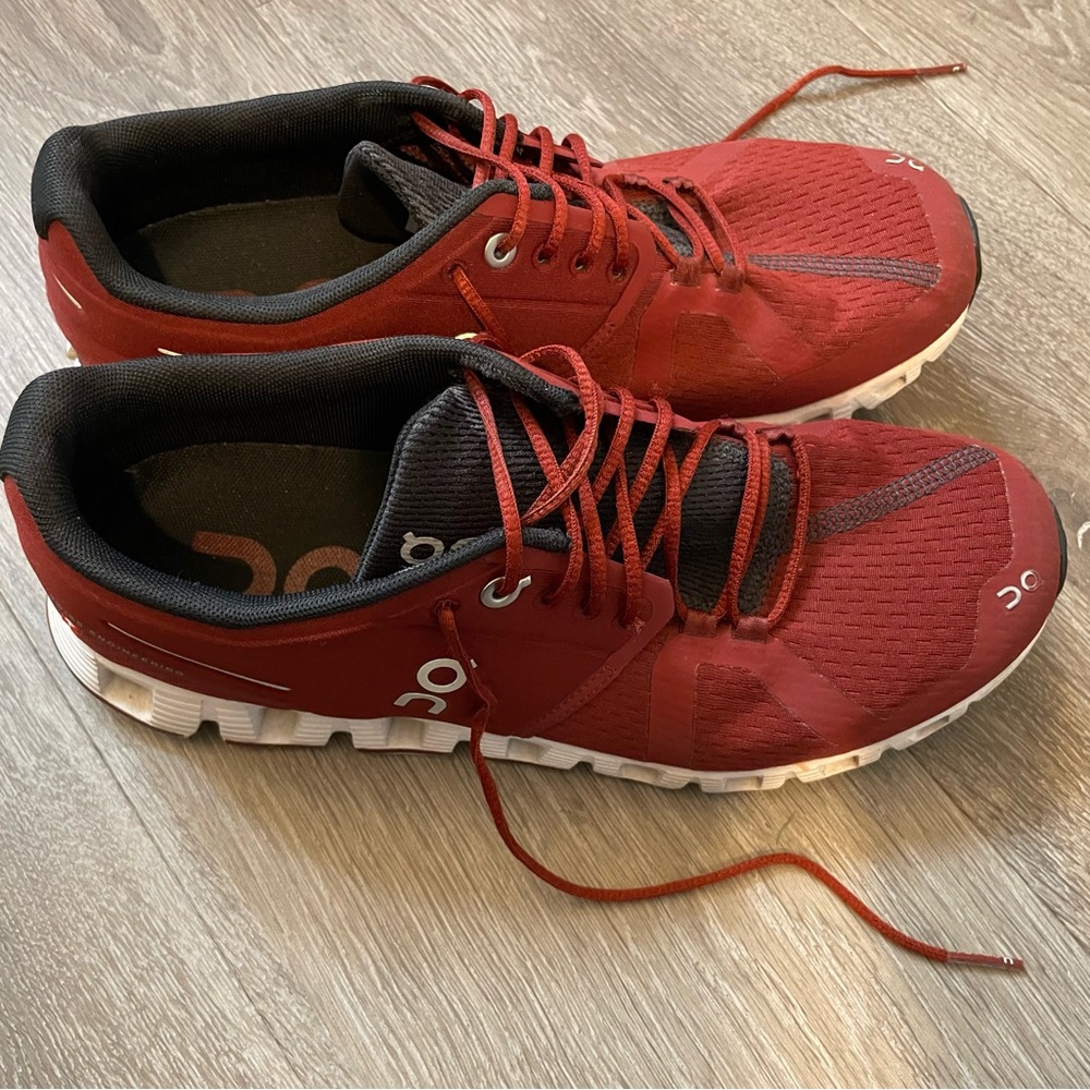 On Running Women's Red and Black Athletic Shoes